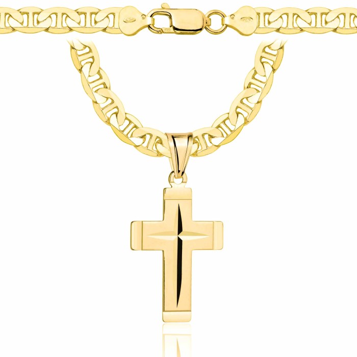POZŁACANY SREBRNY ŁAŃCUSZEK GUCCI Z KRZYŻYKIEM 925 585 - 6,5MM