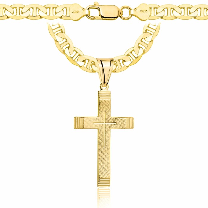 POZŁACANY SREBRNY ŁAŃCUSZEK GUCCI Z KRZYŻYKIEM 925 585 - 6,5MM