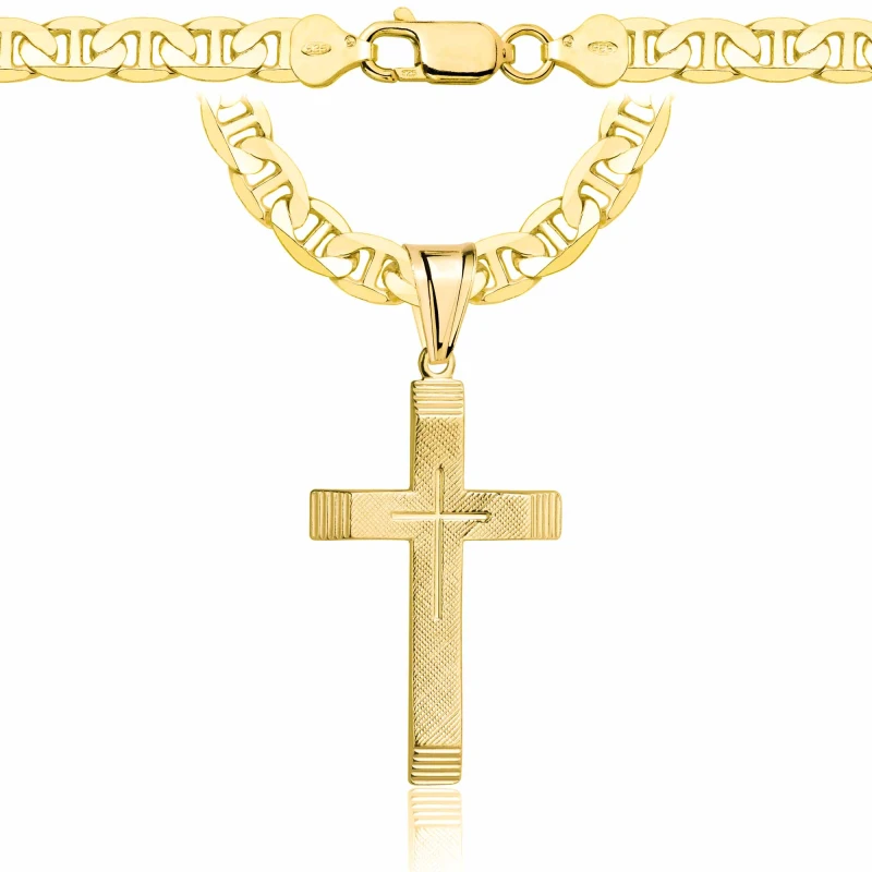 POZŁACANY SREBRNY ŁAŃCUSZEK GUCCI Z KRZYŻYKIEM 925 585 - 6,5MM