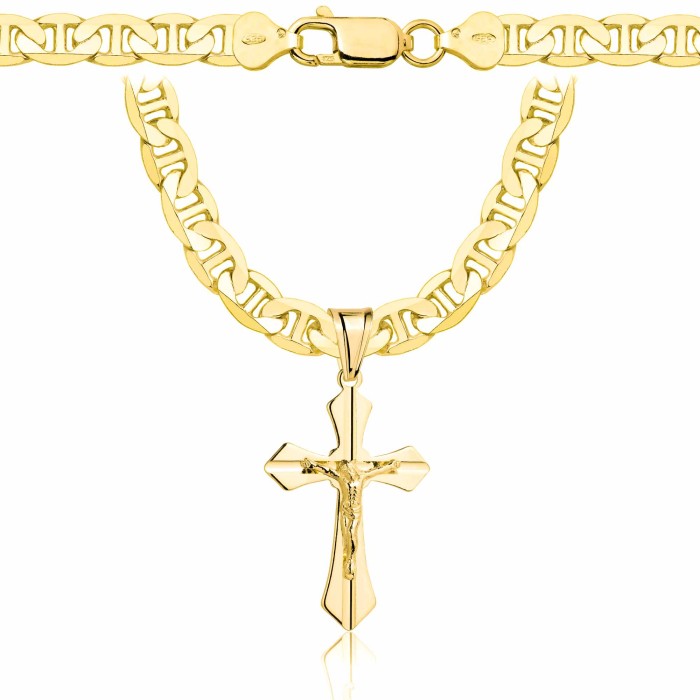 POZŁACANY SREBRNY ŁAŃCUSZEK GUCCI Z KRZYŻYKIEM 925 585 - 6,5MM