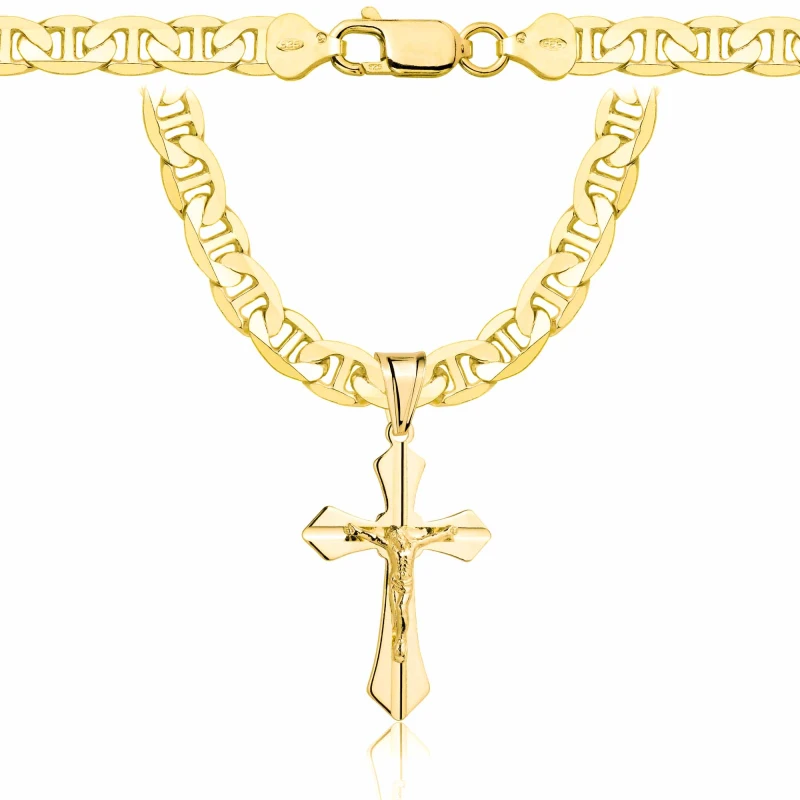 POZŁACANY SREBRNY ŁAŃCUSZEK GUCCI Z KRZYŻYKIEM 925 585 - 6,5MM