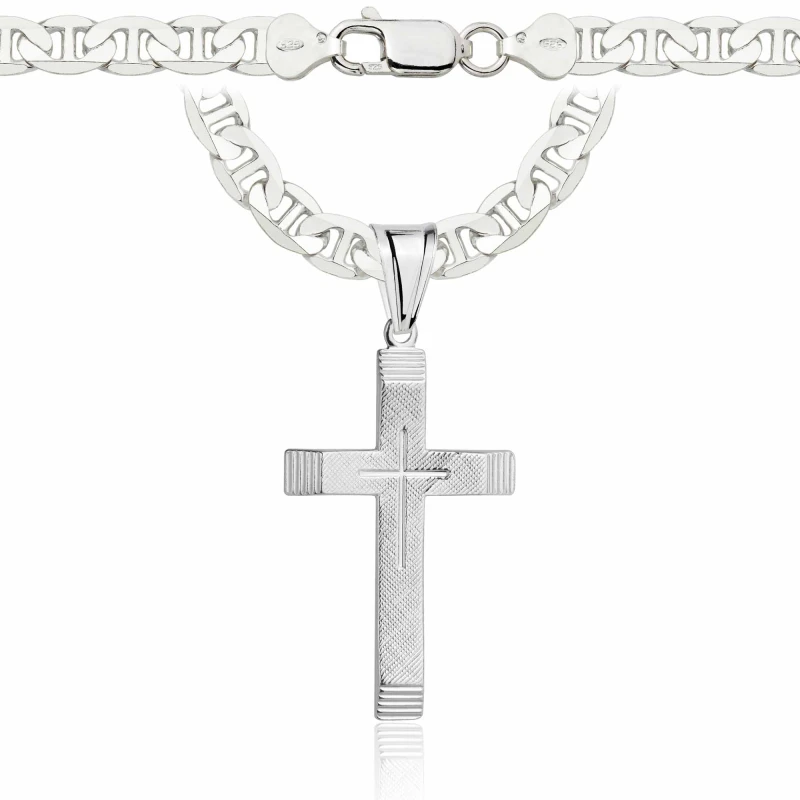 SREBRNY ŁAŃCUSZEK GUCCI Z KRZYŻYKIEM 925 - 6,5MM