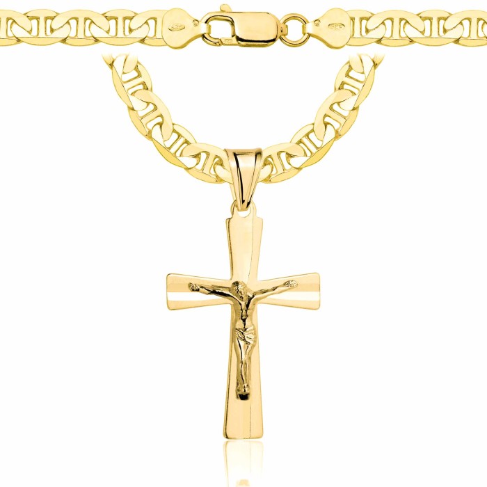 POZŁACANY SREBRNY ŁAŃCUSZEK GUCCI Z KRZYŻYKIEM 925 585 - 6,5MM