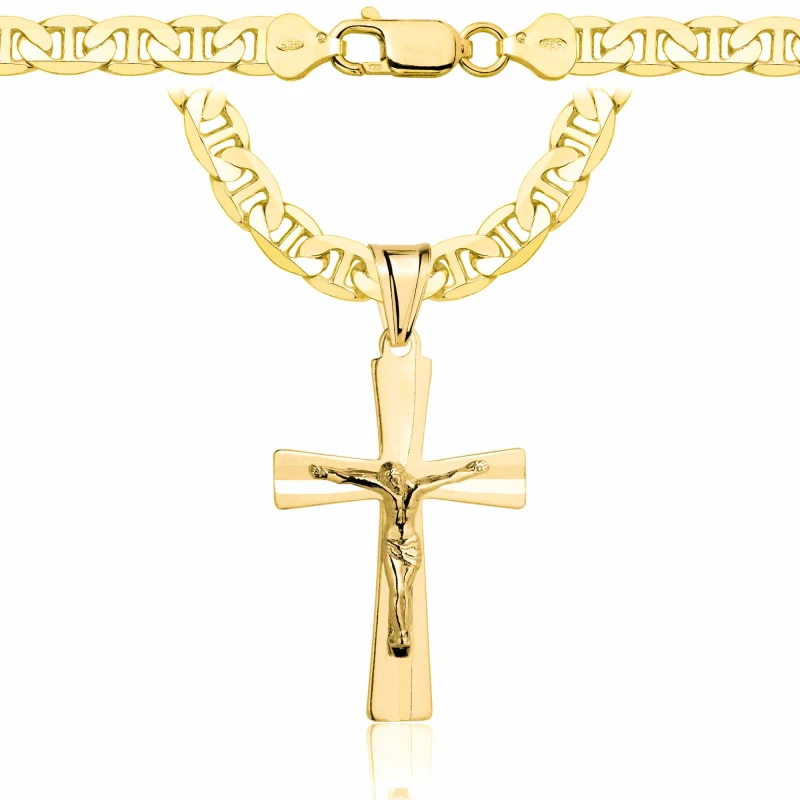 POZŁACANY SREBRNY ŁAŃCUSZEK GUCCI Z KRZYŻYKIEM 925 585 - 6,5MM
