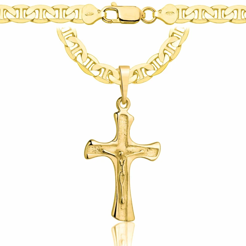 POZŁACANY SREBRNY ŁAŃCUSZEK GUCCI Z KRZYŻYKIEM 925 585 - 6,5MM