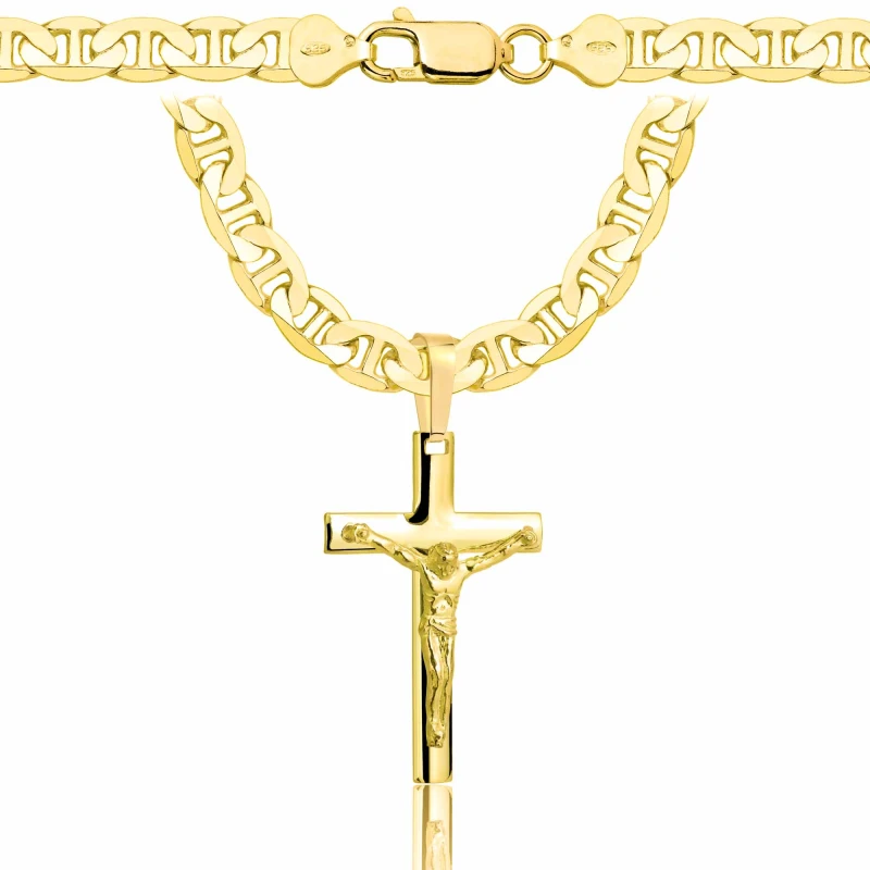 POZŁACANY SREBRNY ŁAŃCUSZEK GUCCI Z KRZYŻYKIEM 925 585 - 6,5MM