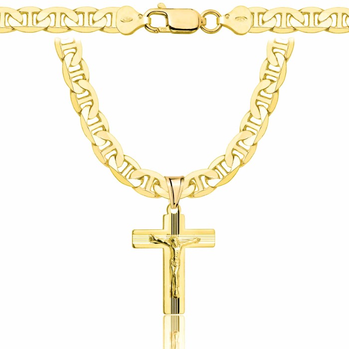 POZŁACANY SREBRNY ŁAŃCUSZEK GUCCI Z KRZYŻYKIEM 925 585 - 6,5MM