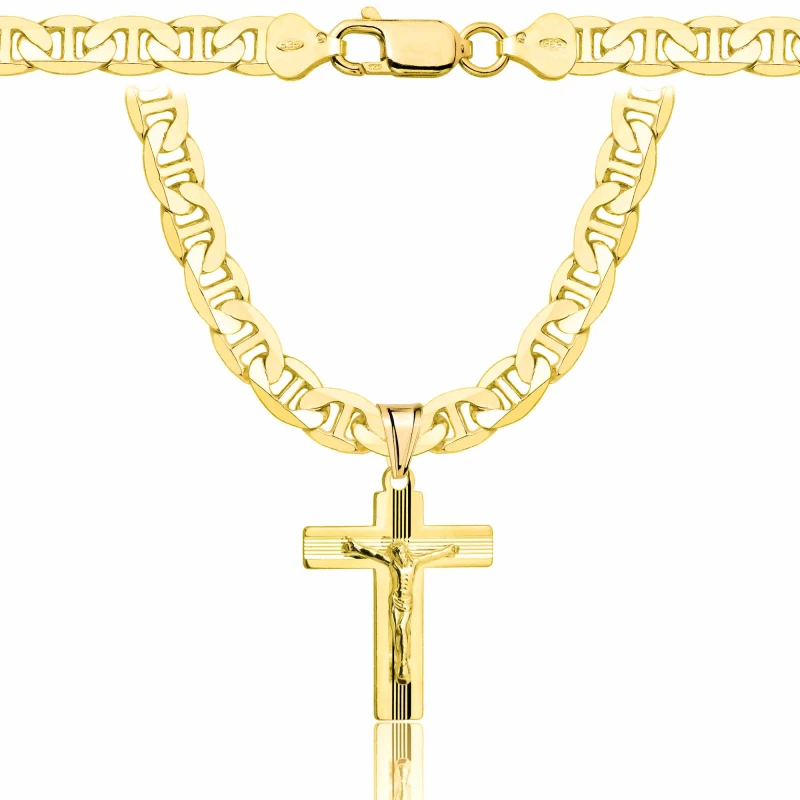 POZŁACANY SREBRNY ŁAŃCUSZEK GUCCI Z KRZYŻYKIEM 925 585 - 6,5MM