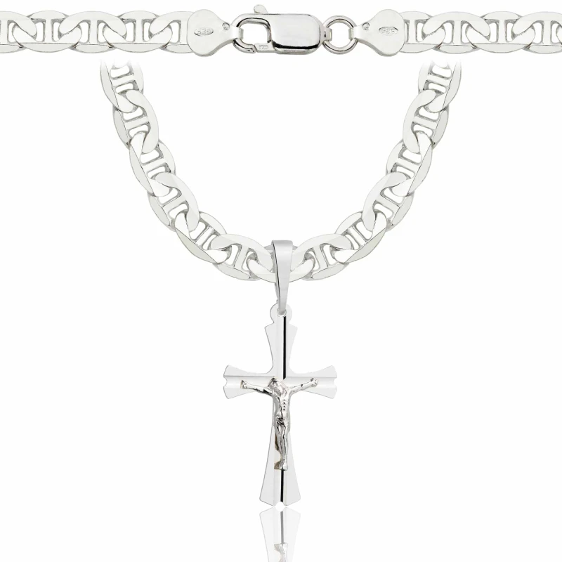 SREBRNY ŁAŃCUSZEK GUCCI Z KRZYŻYKIEM 925 - 6,5MM