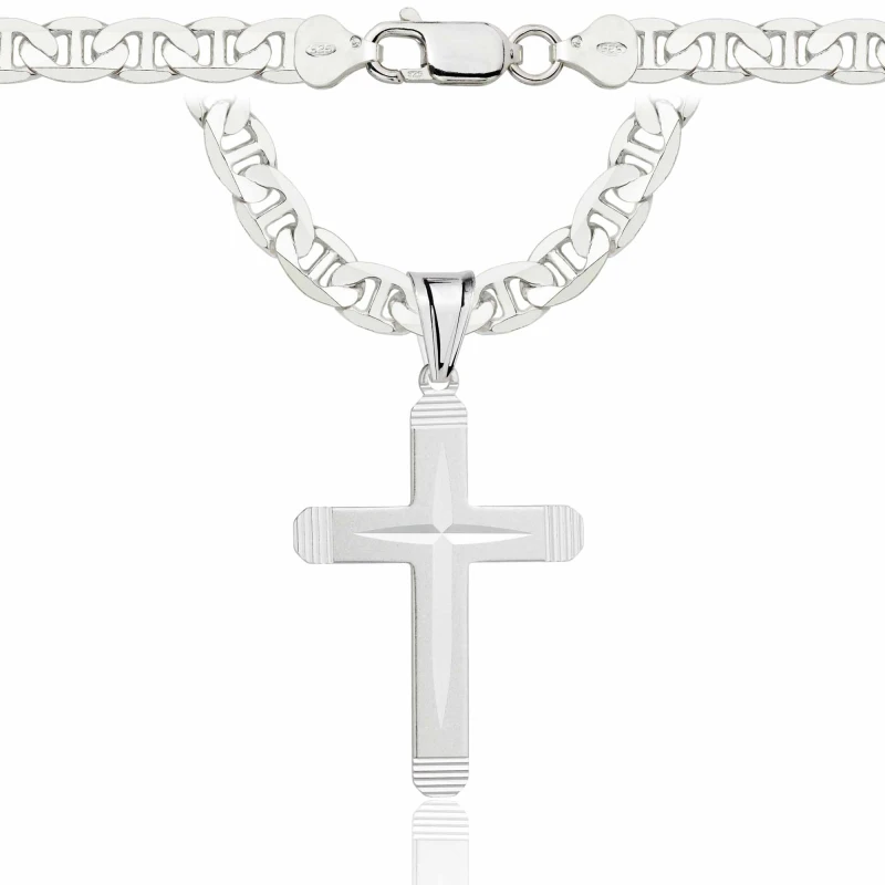 SREBRNY ŁAŃCUSZEK GUCCI Z KRZYŻYKIEM 925 - 6,5MM