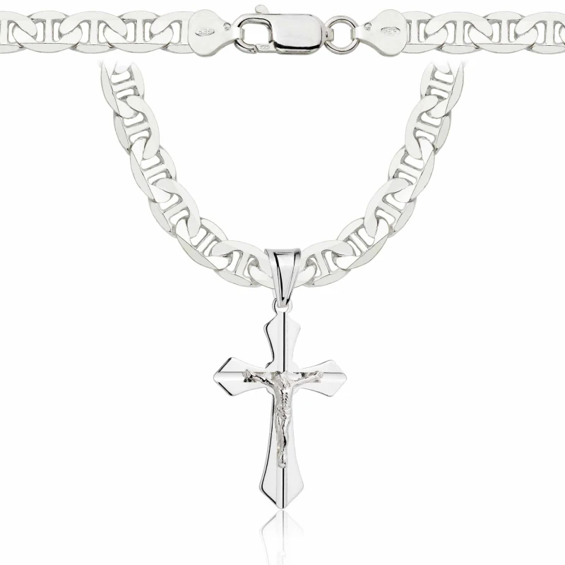 SREBRNY ŁAŃCUSZEK GUCCI Z KRZYŻYKIEM 925 - 6,5MM