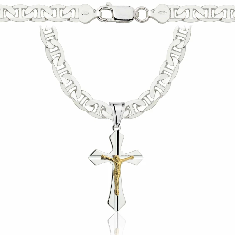 SREBRNY ŁAŃCUSZEK GUCCI Z KRZYŻYKIEM 925 - 6,5MM