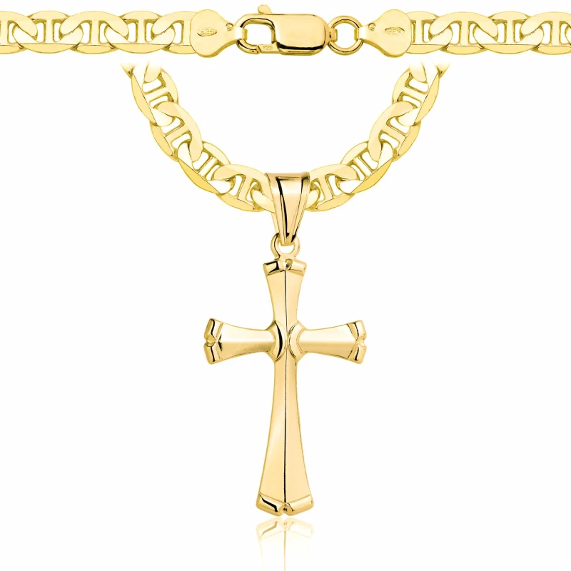 POZŁACANY SREBRNY ŁAŃCUSZEK GUCCI Z KRZYŻYKIEM 925 585 - 6,5MM
