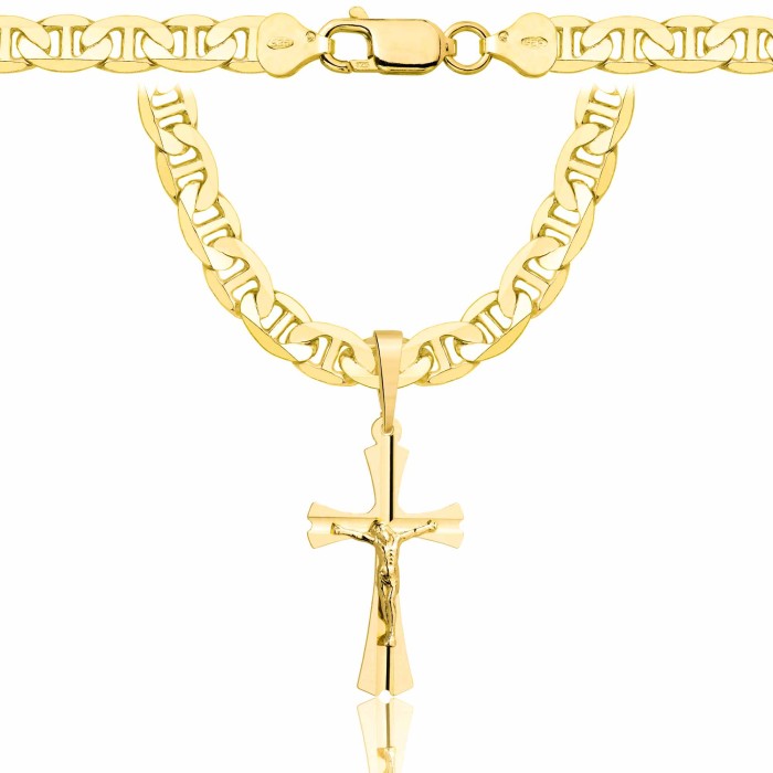 POZŁACANY SREBRNY ŁAŃCUSZEK GUCCI Z KRZYŻYKIEM 925 585 - 6,5MM