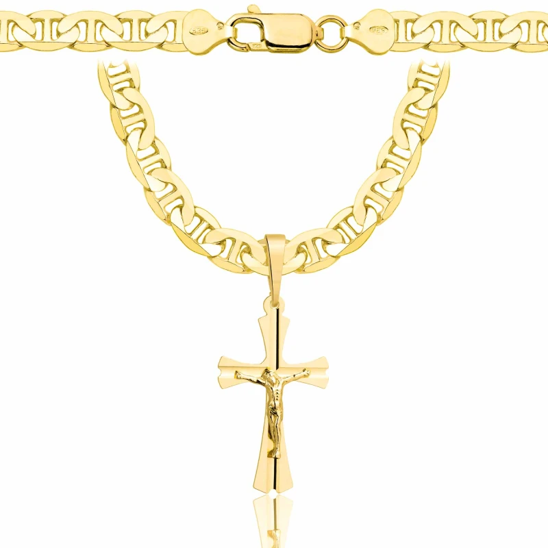 POZŁACANY SREBRNY ŁAŃCUSZEK GUCCI Z KRZYŻYKIEM 925 585 - 6,5MM