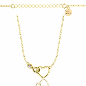 POZŁACANY SREBRNY NASZYJNIK ANKIER SERCE NIESKOŃCZONOŚĆ CYRKONIA 925 585 - 1,3MM