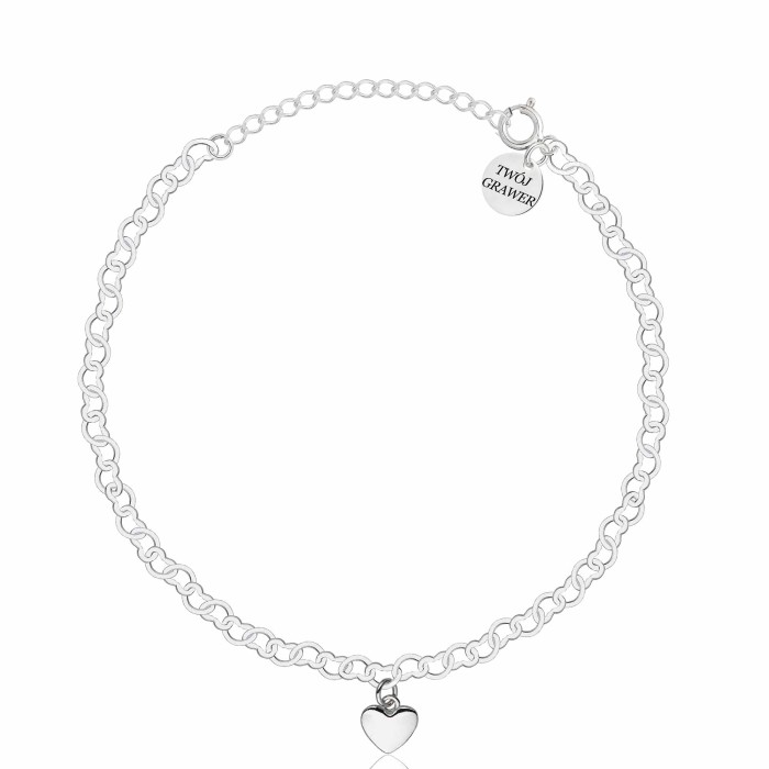 SREBRNA BRANSOLETKA SPLOT SERCE 925 - 3MM