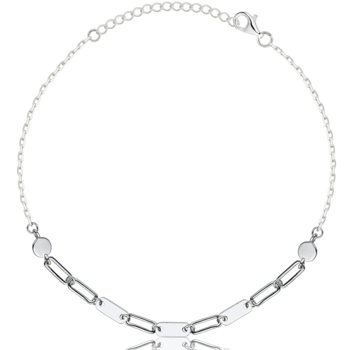 SREBRNA RODOWANA BRANSOLETKA ANKIER PROSTOKĄTY 925 – 1,3MM