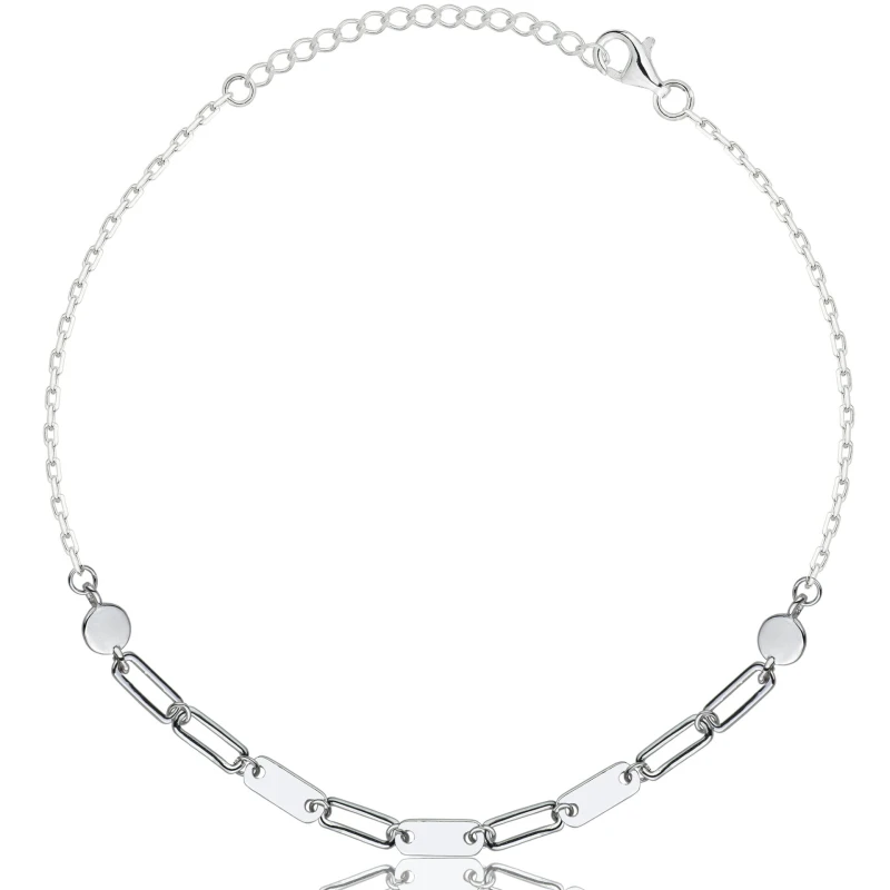 SREBRNA RODOWANA BRANSOLETKA ANKIER PROSTOKĄTY 925 – 1,3MM