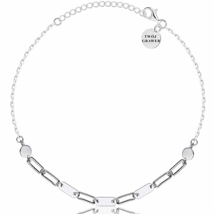 SREBRNA RODOWANA BRANSOLETKA ANKIER PROSTOKĄTY 925 – 1,3MM