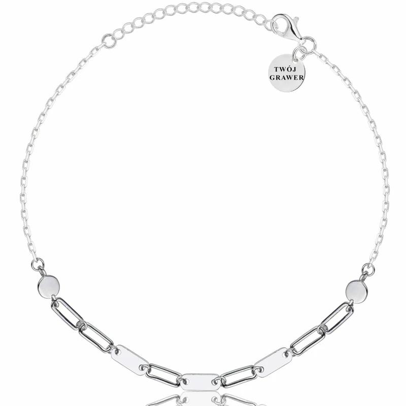 SREBRNA RODOWANA BRANSOLETKA ANKIER PROSTOKĄTY 925 – 1,3MM