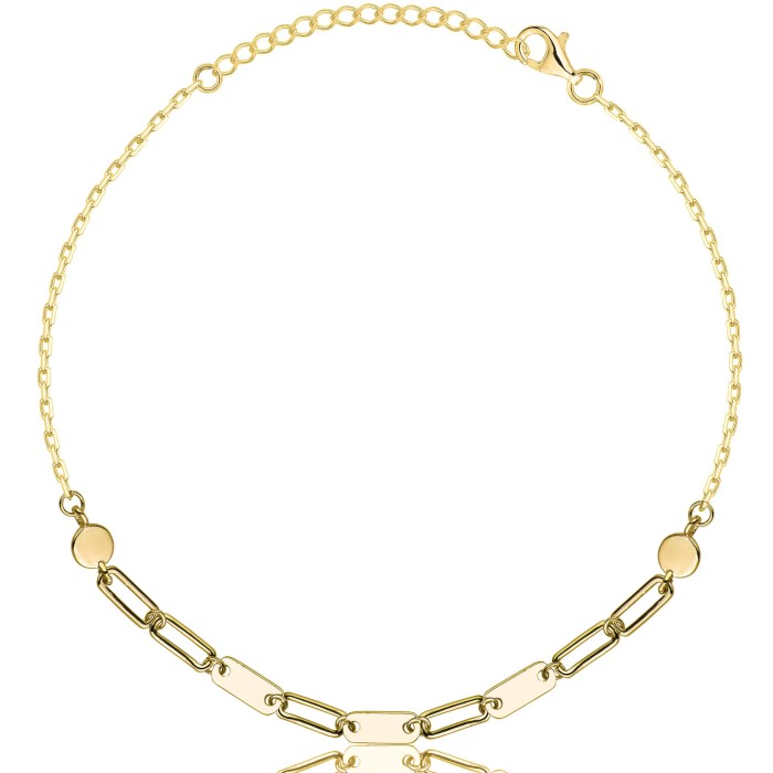 POZŁACANA SREBRNA BRANSOLETKA ANKIER PROSTOKĄTY 925 585 – 1,3MM