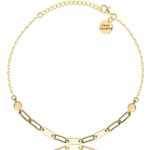 POZŁACANA SREBRNA BRANSOLETKA ANKIER PROSTOKĄTY 925 585 – 1,3MM