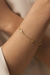POZŁACANA SREBRNA BRANSOLETKA ANKIER PROSTOKĄTY 925 585 – 1,3MM