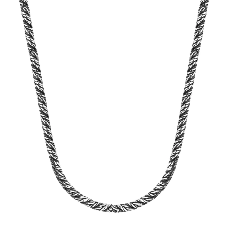 SREBRNY RODOWANY OKSYDOWANY ŁAŃCUSZEK OKRĄGŁY 925 – 3MM
