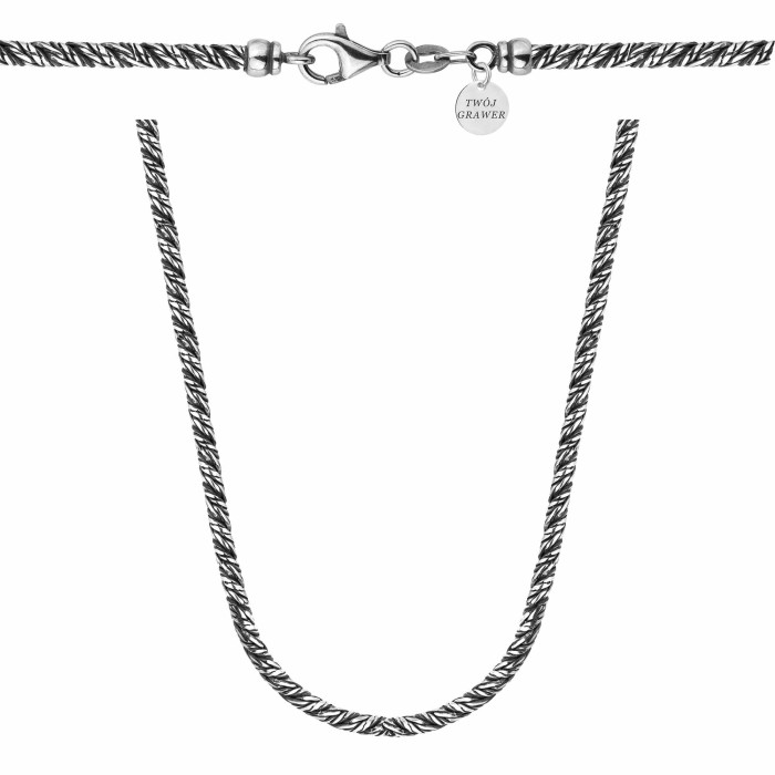 SREBRNY RODOWANY OKSYDOWANY ŁAŃCUSZEK OKRĄGŁY 925 – 3MM