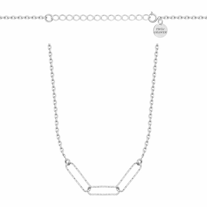 SREBRNY RODOWANY NASZYJNIK ANKIER Z GEOMETRYCZNYMI OGNIWAMI 925 - 0,7MM