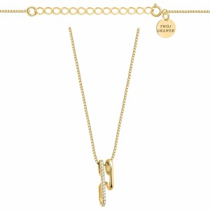 SREBRNY POZŁACANY NASZYJNIK KOSTKA Z OGNIWEM WYSADZANYM CYRKONIAMI 925 585 – 0,8MM