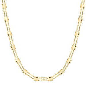 SREBRNY POZŁACANY NASZYJNIK PODWÓJNY ANKIER Z OGNIWAMI 925 585 - 0,7MM
