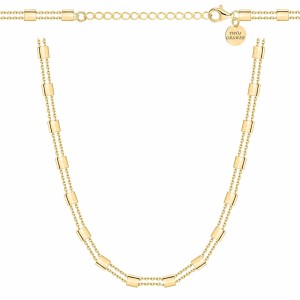 SREBRNY POZŁACANY NASZYJNIK PODWÓJNY ANKIER Z OGNIWAMI 925 585 - 0,7MM