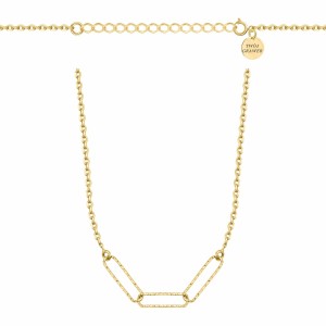 SREBRNY POZŁACANY NASZYJNIK ANKIER Z GEOMETRYCZNYMI OGNIWAMI 925 585 - 0,7MM