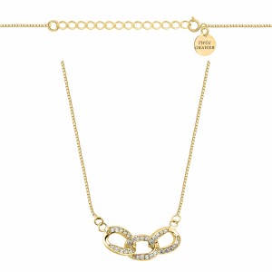 SREBRNY POZŁACANY NASZYJNIK KOSTKA Z OGNIWAMI WYSADZANYMI CYRKONIAMI 925 585 – 0,8MM