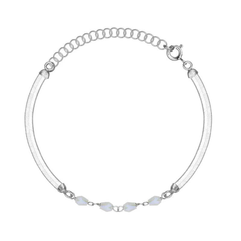SREBRNA RODOWANA BRANSOLETKA ŻMIJKA Z OZDOBNYMI KRYSZTAŁKAMI 925 – 3MM