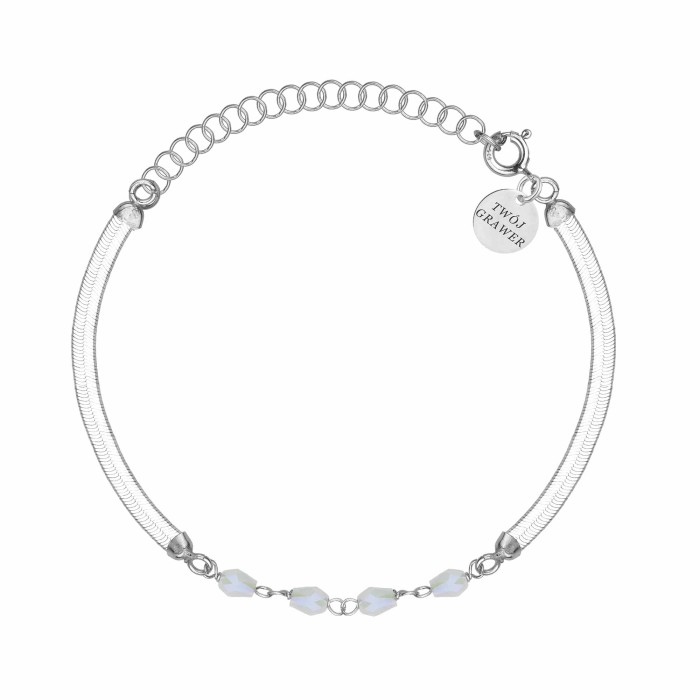 SREBRNA RODOWANA BRANSOLETKA ŻMIJKA Z OZDOBNYMI KRYSZTAŁKAMI 925 – 3MM