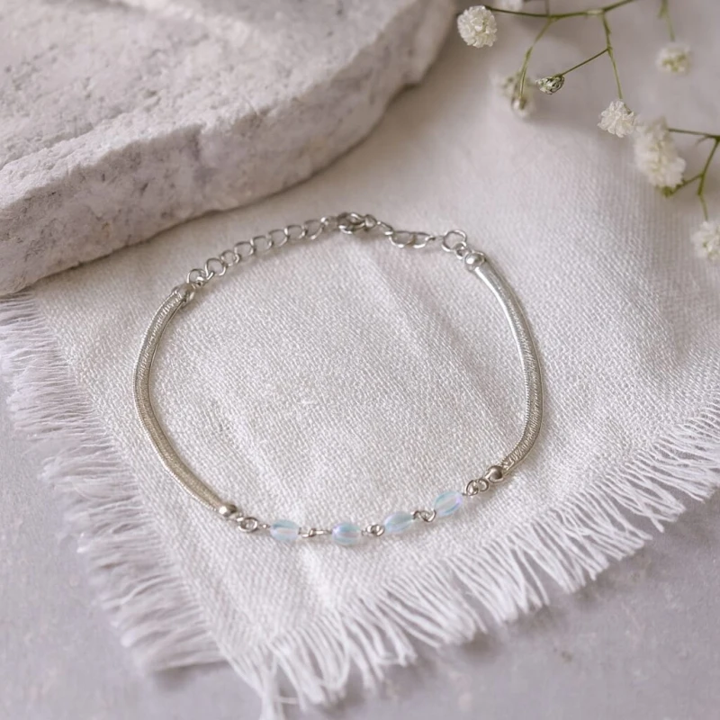 SREBRNA RODOWANA BRANSOLETKA ŻMIJKA Z OZDOBNYMI KRYSZTAŁKAMI 925 – 3MM