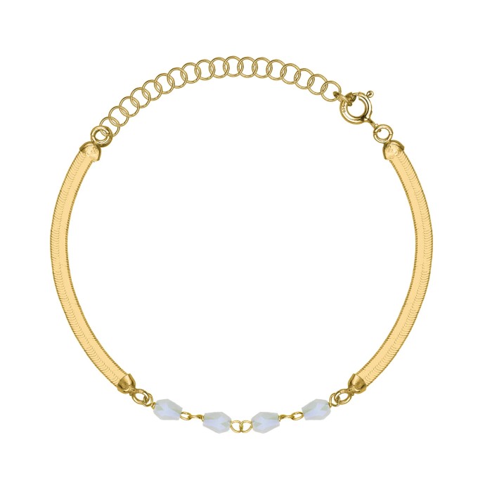 SREBRNA POZŁACANA BRANSOLETKA ŻMIJKA Z OZDOBNYMI KRYSZTAŁKAMI 925 585 – 3MM