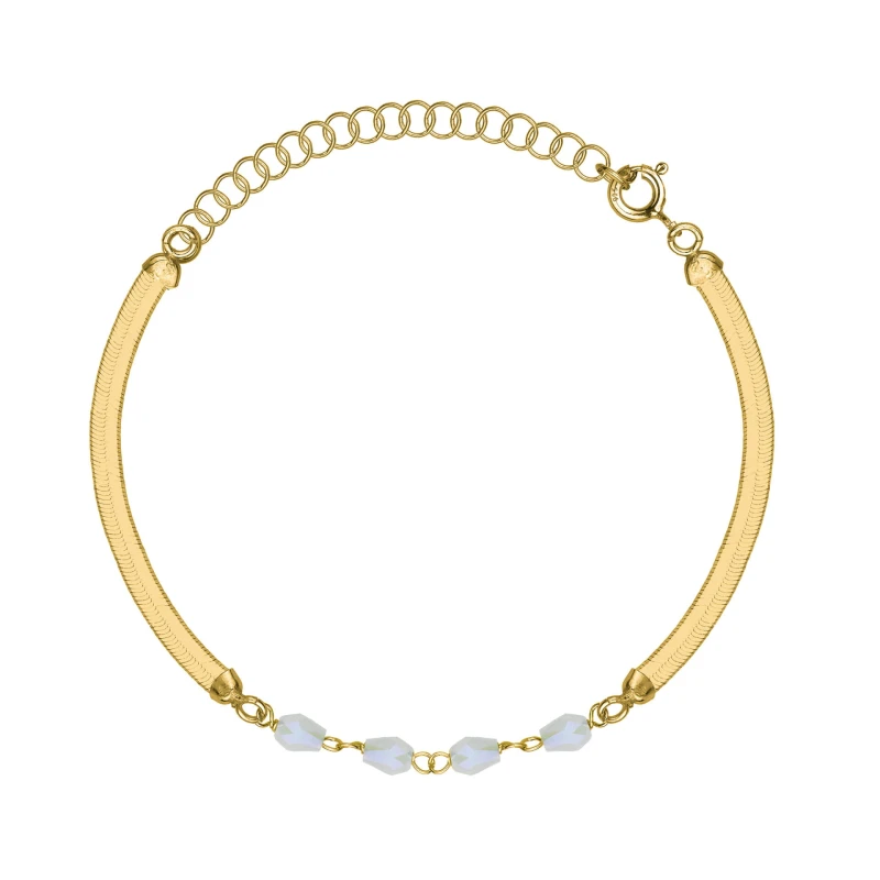 SREBRNA POZŁACANA BRANSOLETKA ŻMIJKA Z OZDOBNYMI KRYSZTAŁKAMI 925 585 – 3MM