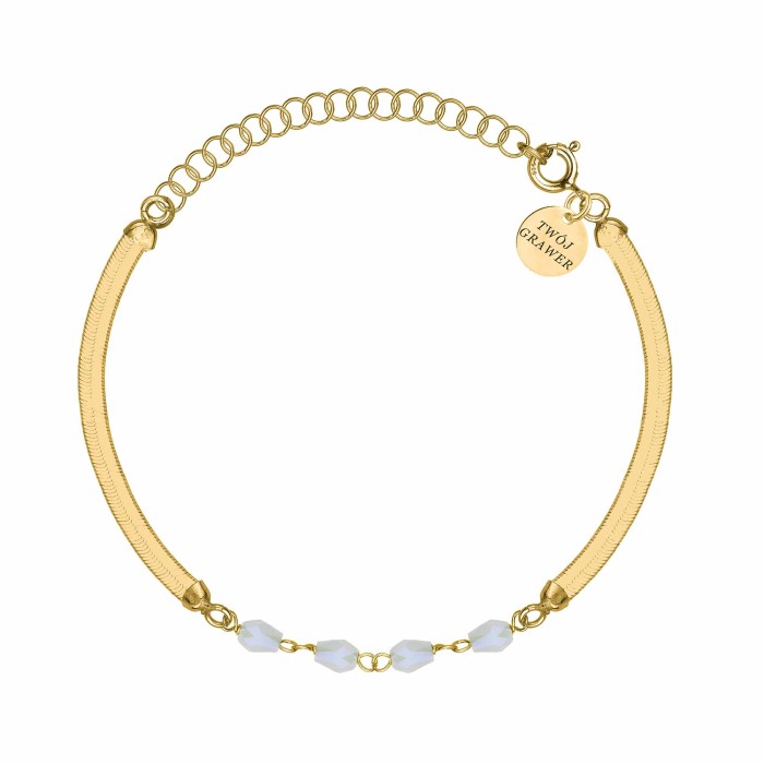 SREBRNA POZŁACANA BRANSOLETKA ŻMIJKA Z OZDOBNYMI KRYSZTAŁKAMI 925 585 – 3MM