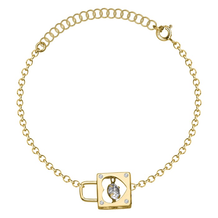 SREBRNA POZŁACANA BRANSOLETKA ANKIER Z KŁÓDKĄ I CYRKONIĄ 925 – 1,3MM
