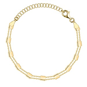 SREBRNA POZŁACANA BRANSOLETKA PODWÓJNY ANKIER Z OGNIWAMI 925 585 – 0,7MM