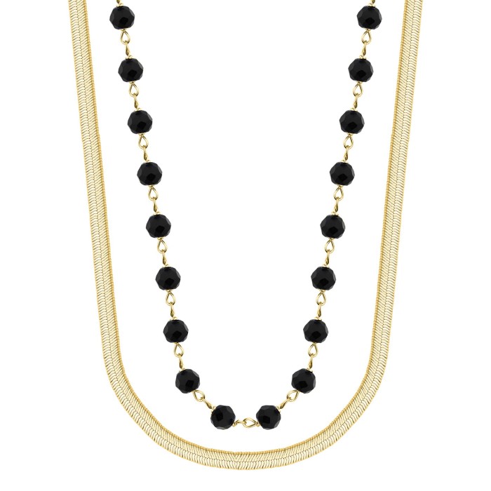 SREBRNY POZŁACANY NASZYJNIK TAŚMA Z KAMIENIAMI NATURALNYMI 925 585 – 3,1MM