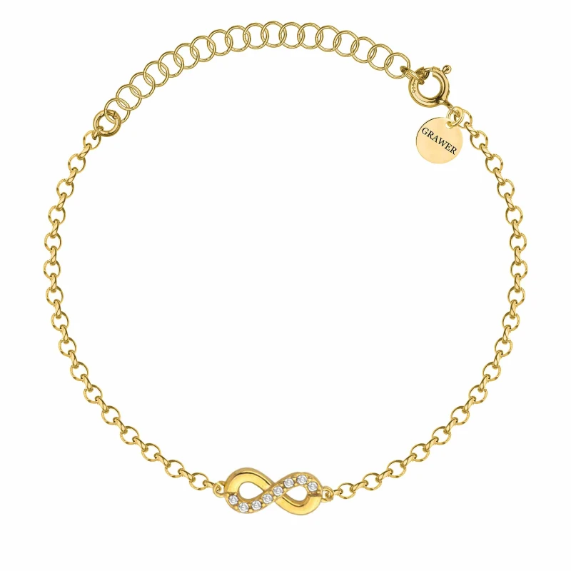 SREBRNA POZŁACANA BRANSOLETKA ANKIER Z NIESKOŃCZONOŚCIĄ 925 585 – 1MM