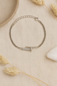 SREBRNA RODOWANA BRANSOLETKA PANCERKA GWÓŹDŹ Z CYRKONIAMI 925 - 1,3MM