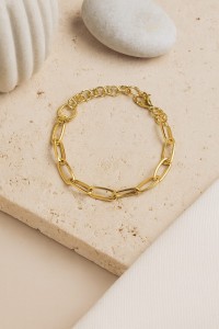 SREBRNA POZŁACANA BRANSOLETKA ANKIER 925 – 6,5MM