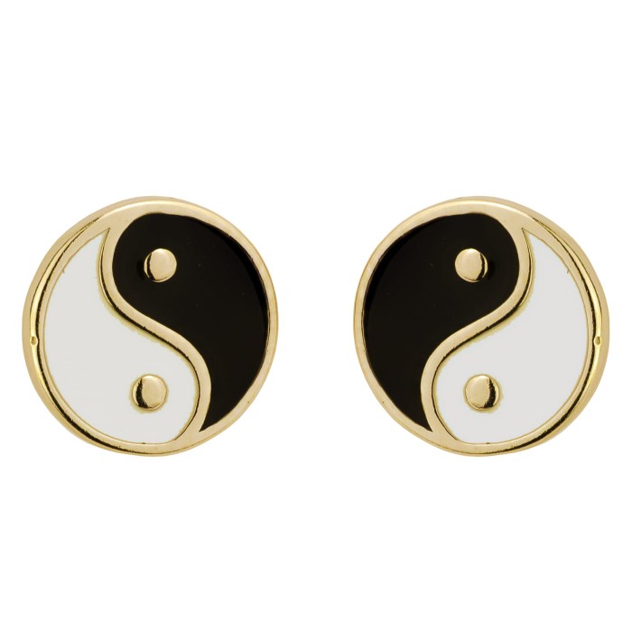SREBRNE POZŁACANE KOLCZYKI YIN YANG 925 585