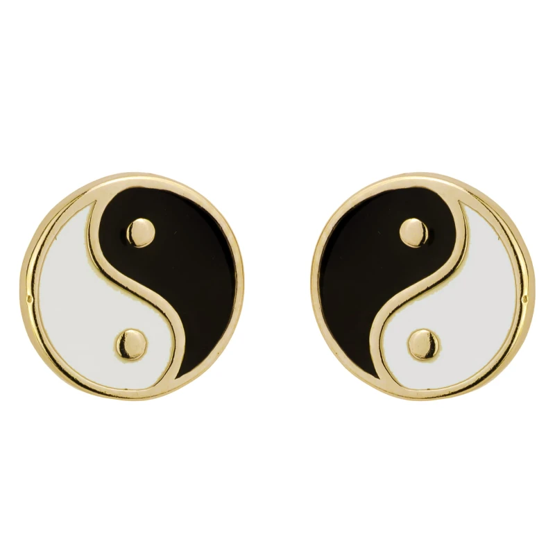 SREBRNE POZŁACANE KOLCZYKI YIN YANG 925 585